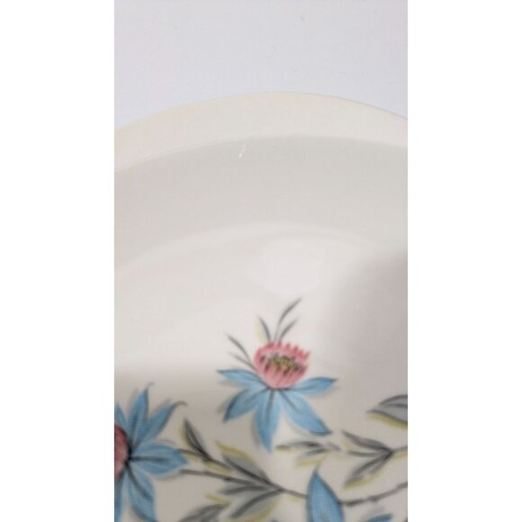 Steubenville Fairlane Oval Dinner Plate Pink Blue Floral Design Vintage Pottery - Picture 6 of 11
